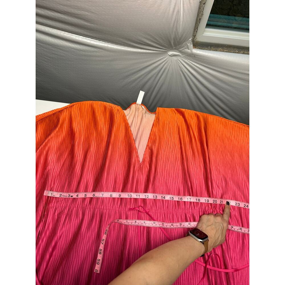 Jonathan Simkhai Augustine Coverup Kaftan Size S Tangerine Pink Pleated Fairy - Picture 14 of 14